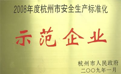 杭州市标准化示范企业证书